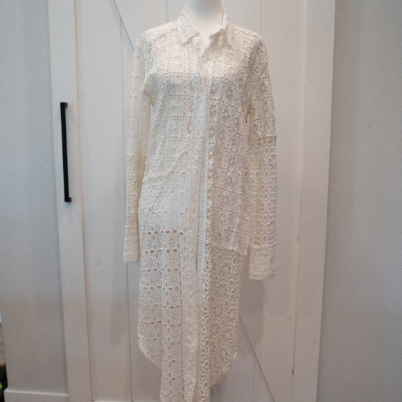 NWT Free People Women's White One Yesenia Floral Lace Crochet Button Maxi Top - Picture 13 of 14